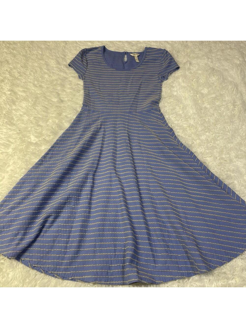 Matilda Jane EXPLORATION Dress Striped Blue Knit Fit & Flare Women's XS